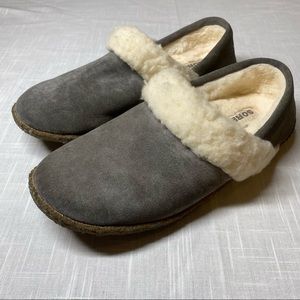 Sorel Nakiska Slipper II Suede Faux Fur Lining Quarry 10 Grey